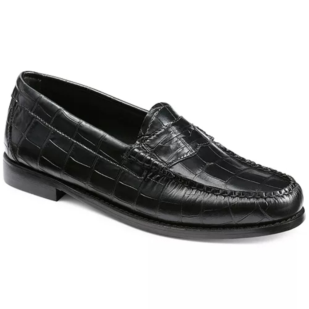 G.H. Bass & Co. Black Croc-Embossed Leather Penny Loafer